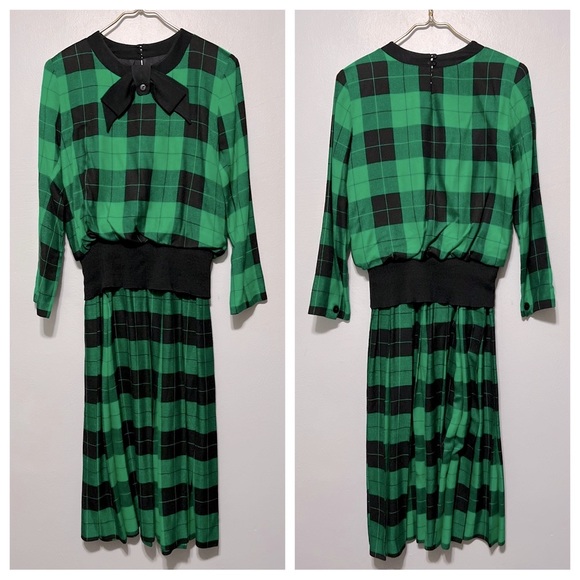 Vintage Bichon by Cynthia Howie Plaid Pleated Dress - Picture 1 of 12